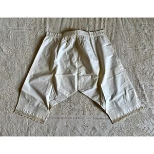 Antique Edwardian 1910s Pantaloons Cotton Floral Lace Trim AS IS Wounded Bird